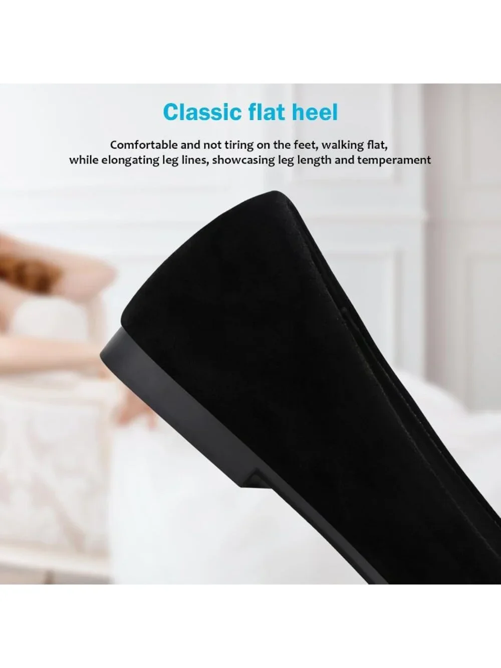 Women's 04-Black Pointed Toe Pearl Flats Comfort Non Slip Soft Sole Office Shoes